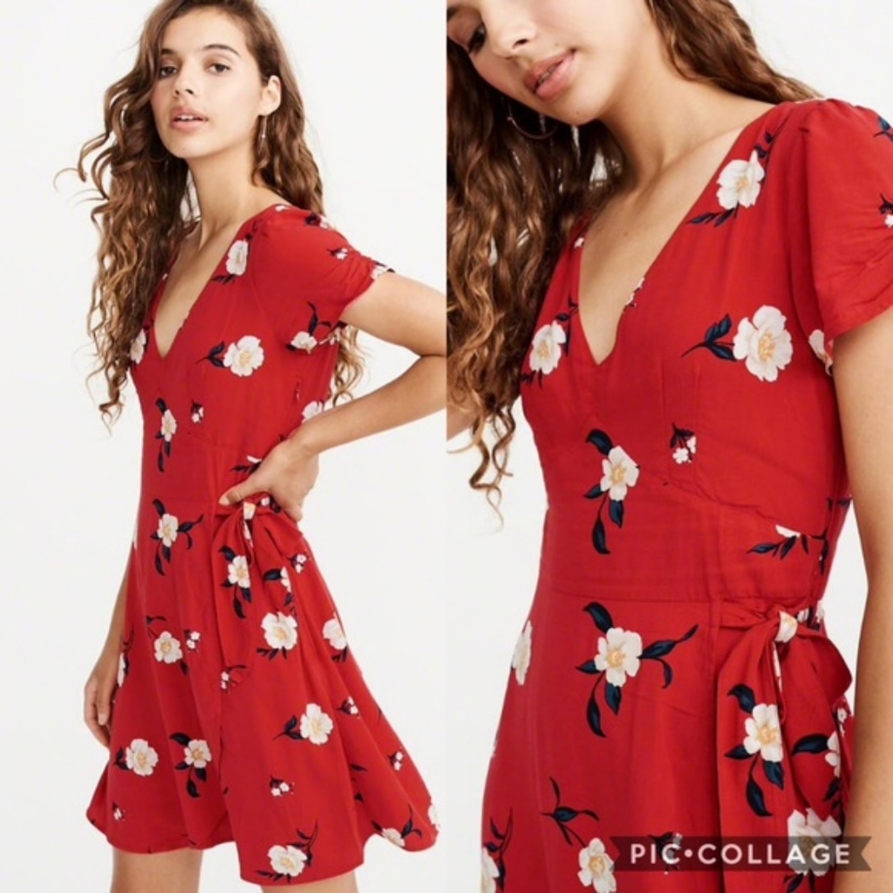 Abercrombie Red Wrap Floral Dress